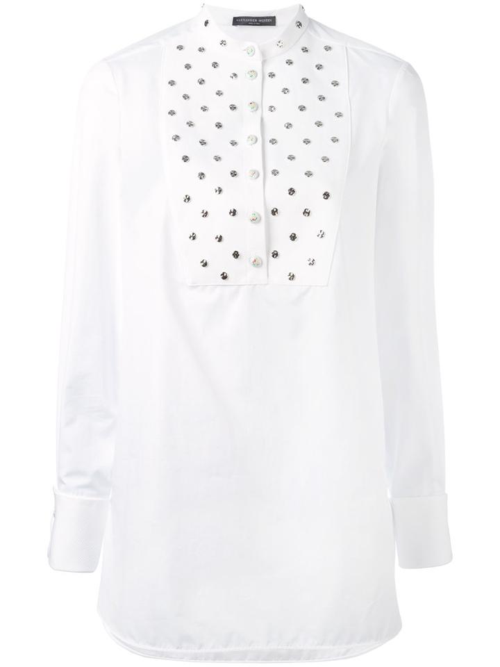 Alexander Mcqueen - Studded Bib Shirt - Women - Cotton/metal - 36, White, Cotton/metal