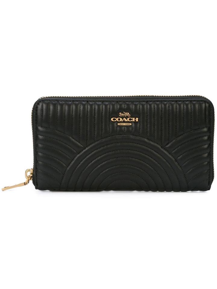 Coach Deco Quilting Accordion Zip Wallet - Black