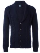 Eleventy Cable Knit Cardigan, Men's, Size: Medium, Blue, Virgin Wool