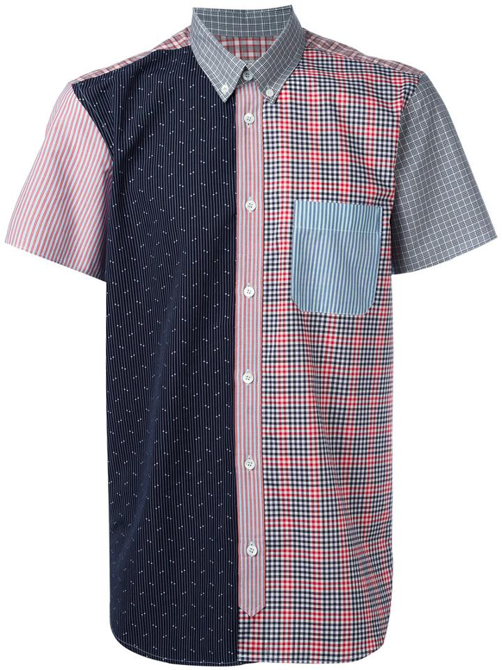 Maison Kitsuné Multi-print Shortsleeved Shirt, Men's, Size: 41, Blue, Cotton