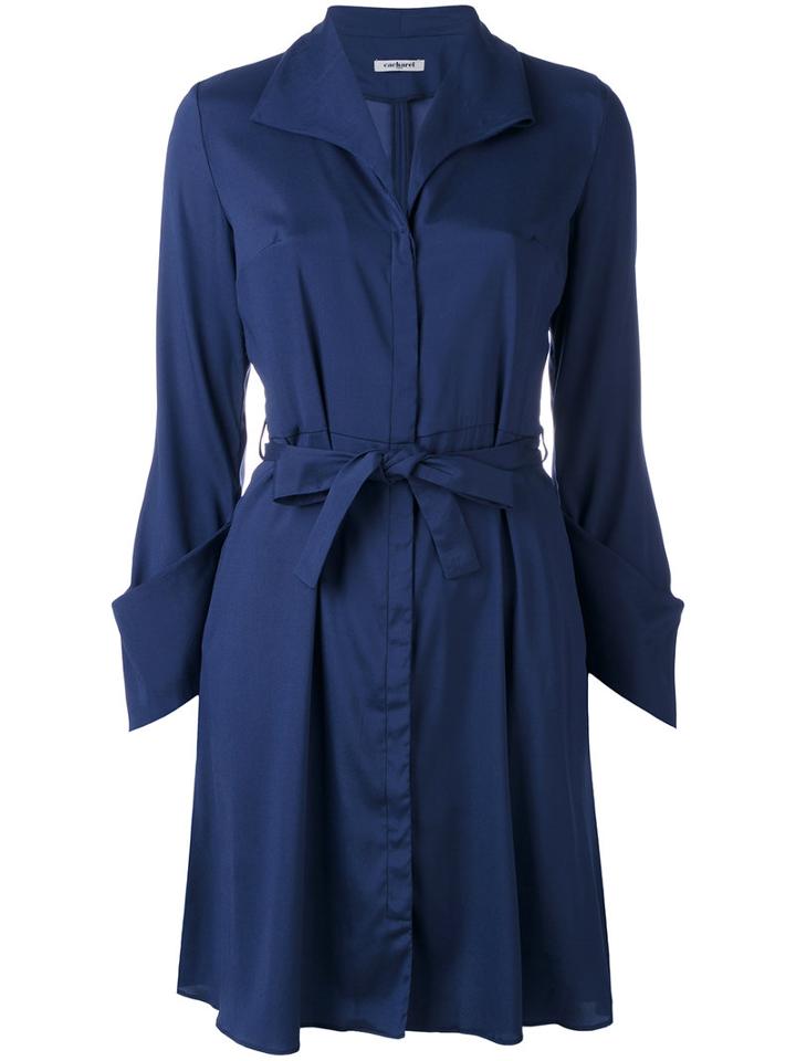 Cacharel - Belted Shirt Dress - Women - Silk - 36, Blue, Silk