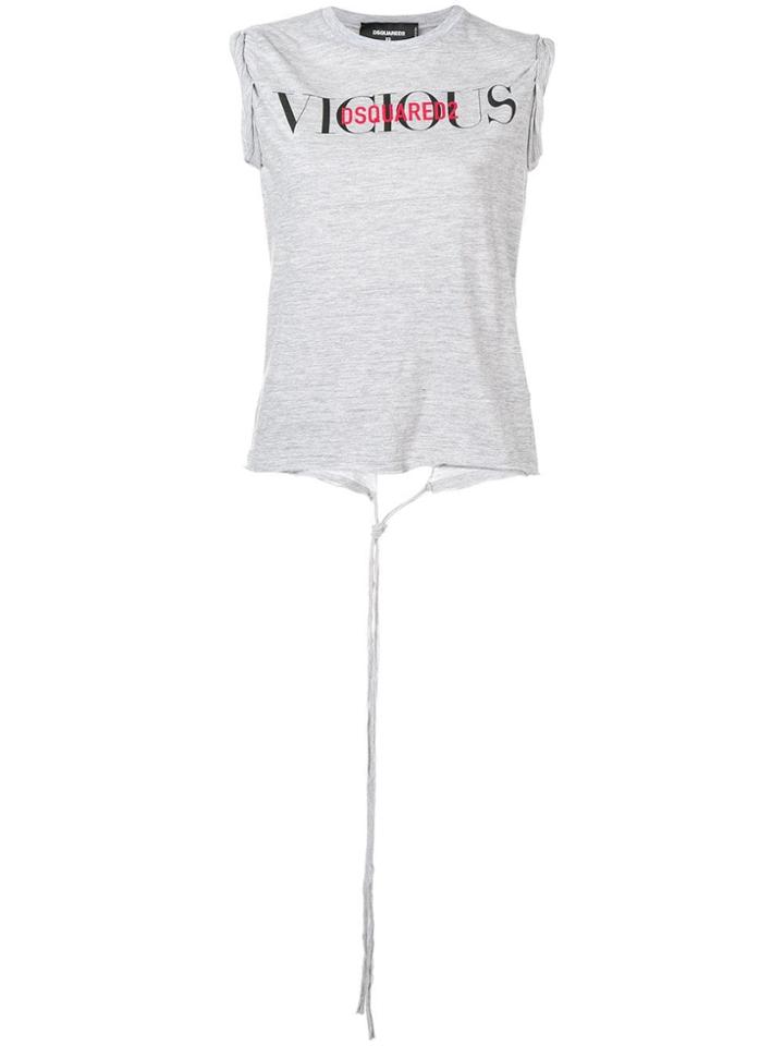 Dsquared2 Vicious Tie Back Tank - Grey