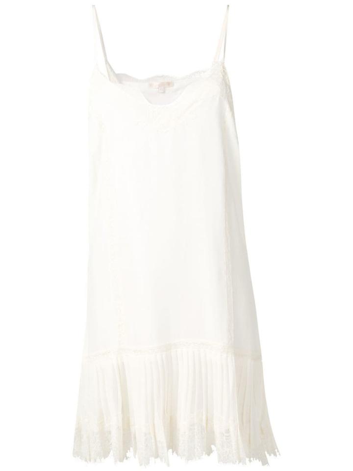 Gold Hawk Pleated Hem Slip Dress - White