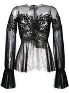 Rhea Costa Lace And Tulle Top - Black