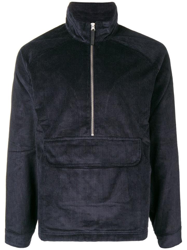 Pop Trading Company Corduroy Half-zip Sweatshirt - Blue