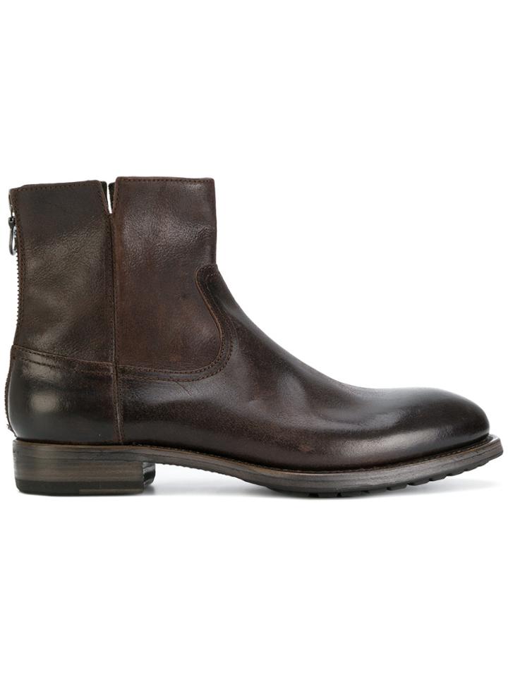 Project Twlv Back Zip Ankle Boots - Brown
