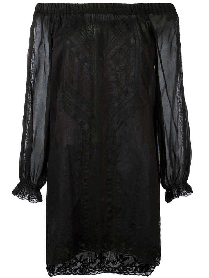 Ermanno Scervino - Off Shoulder Lace Mini Dress - Women - Cotton - 42, Black, Cotton