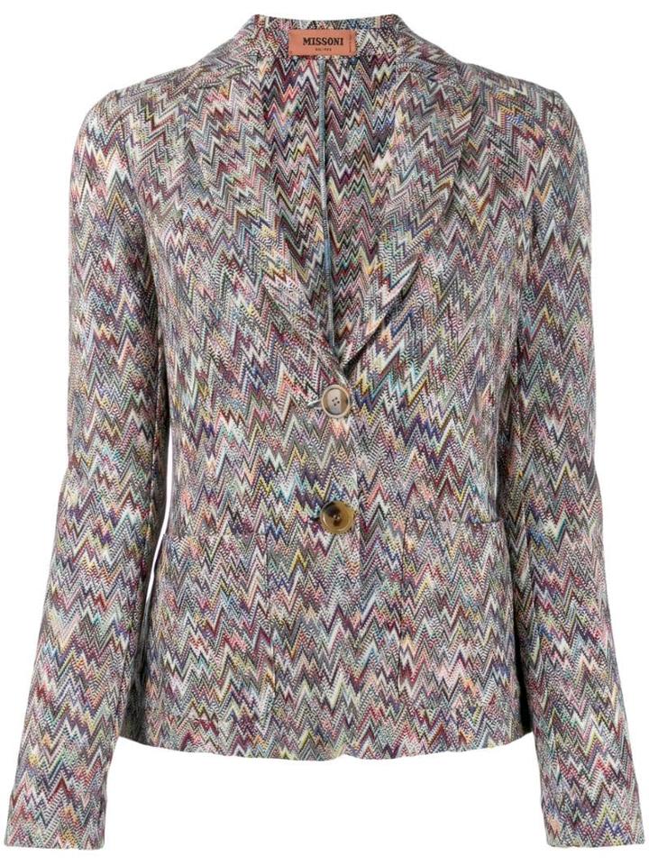 Missoni Chevron Knitted Blazer - Blue