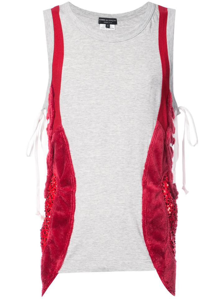 Comme Des Garçons Homme Plus Contrast Lace-detail Vest Top - Grey