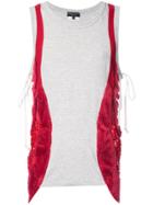 Comme Des Garçons Homme Plus Contrast Lace-detail Vest Top - Grey
