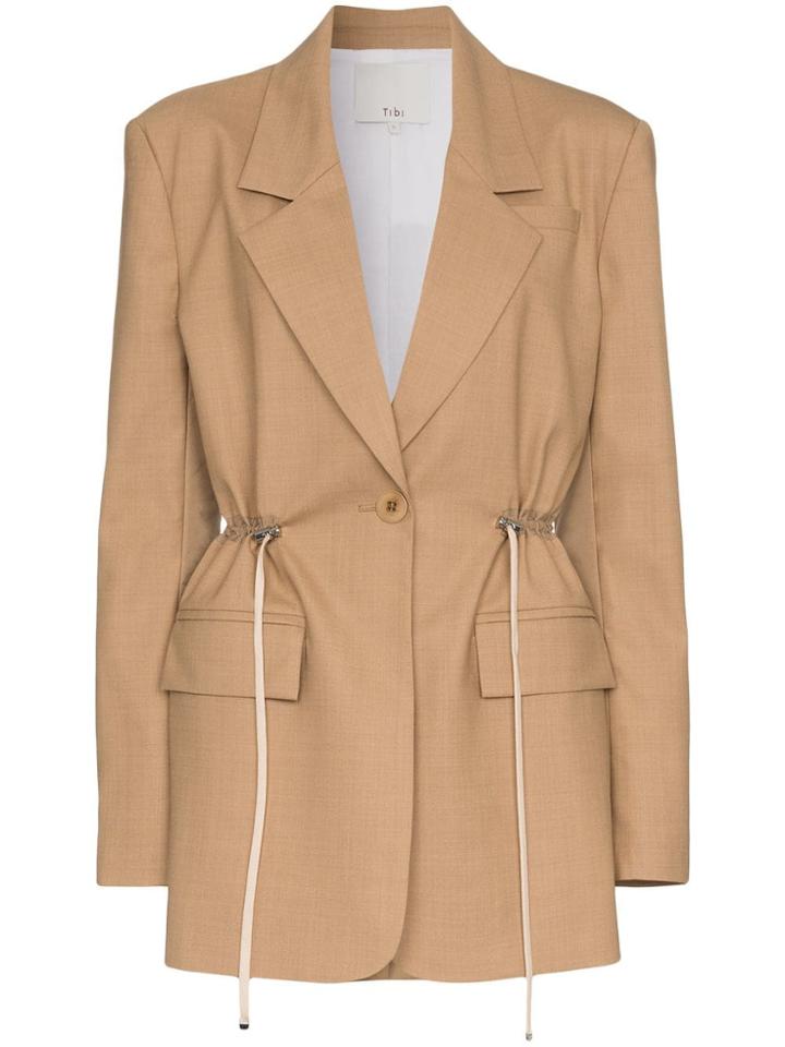 Tibi Drawstring Waist Blazer - Nude & Neutrals