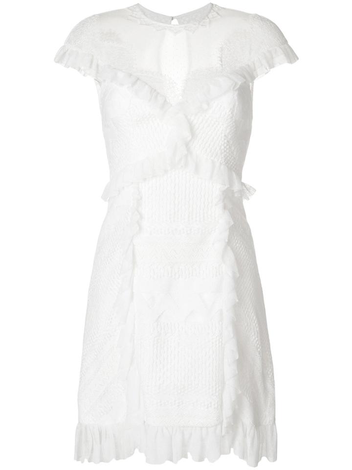 Three Floor Lace In Line Dress - White