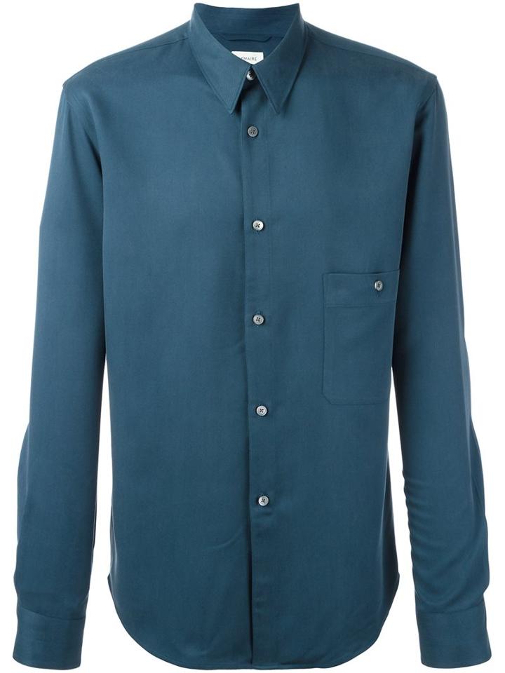 Lemaire Pointed Collar Shirt, Men's, Size: 48, Blue, Cotton
