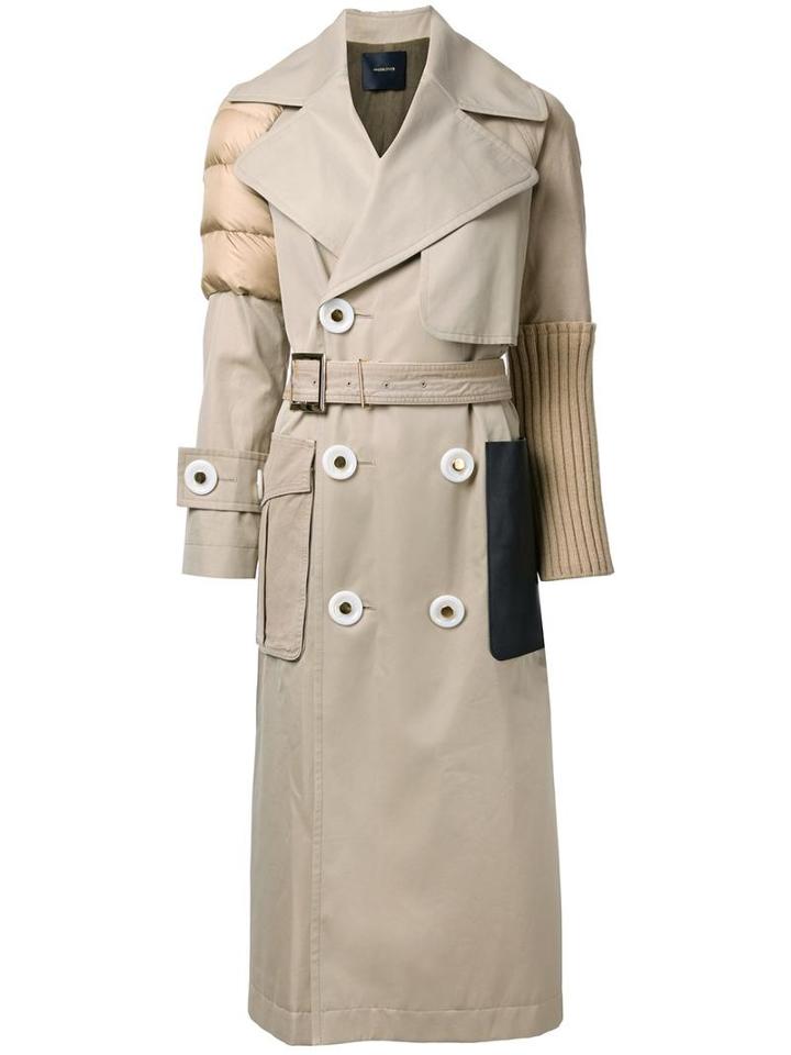 Undercover Textured Detail Belted Coat, Women's, Size: 2, Brown, Cotton/nylon/wool