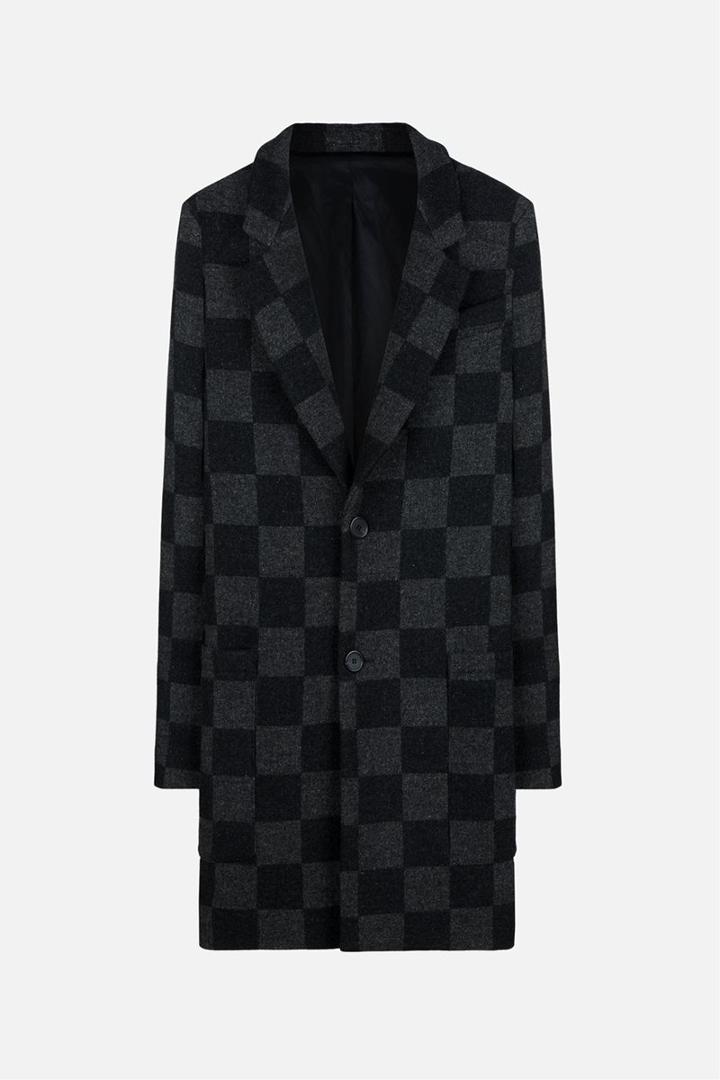 Ami Alexandre Mattiussi Checked Plaid Two Buttons Coat