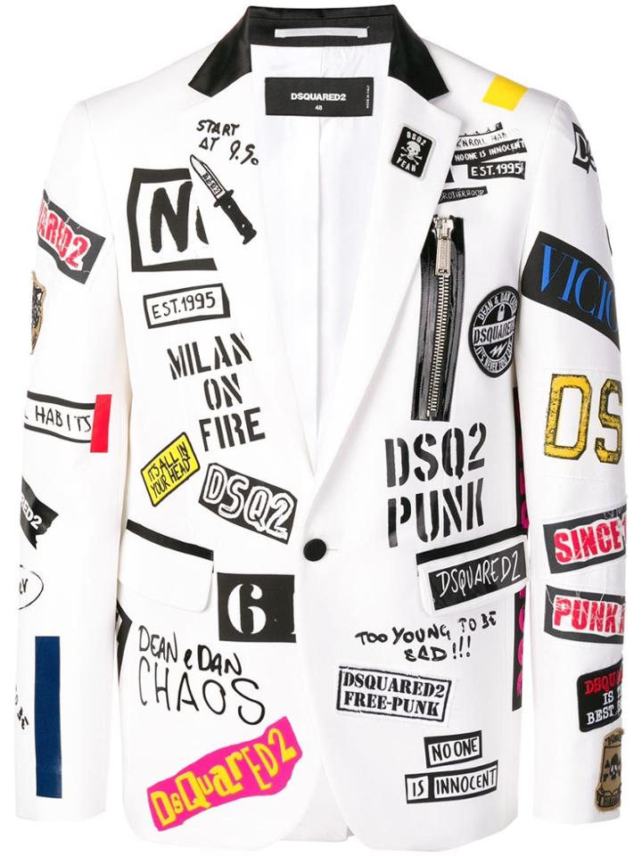 Dsquared2 All-over Print Blazer - White