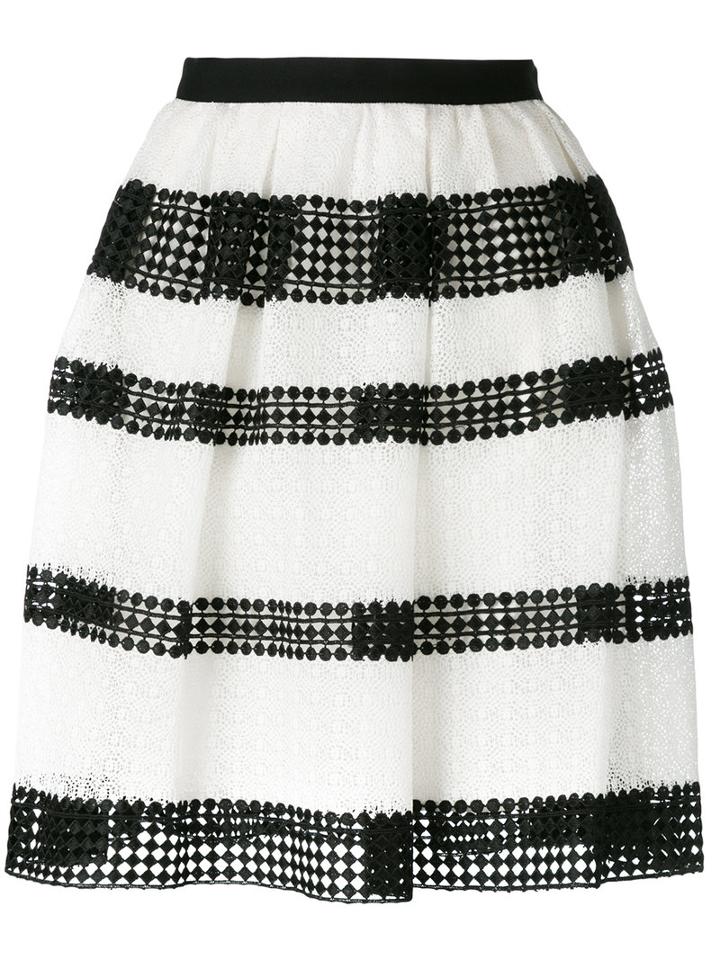 Striped Lace Pleated Skirt - Women - Polyester/cotton - 6, White, Polyester/cotton, Michael Michael Kors