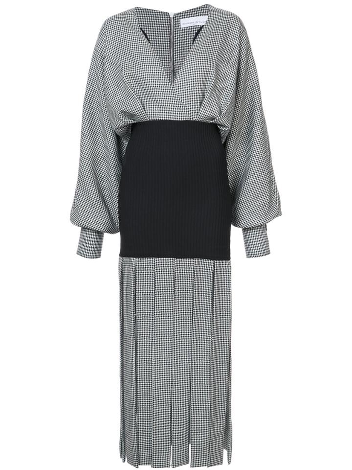 Wanda Nylon Houndstooth Print Fringe Dress - Black