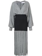Wanda Nylon Houndstooth Print Fringe Dress - Black