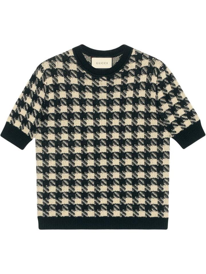 Gucci Houndtooth Knitted Top - Black