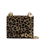 Dolce & Gabbana Metallic Gold And Back Leopard Print Shoulder Bag -