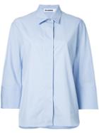 Jil Sander Cropped Sleeves Shirt, Women's, Size: 42, Blue, Cotton