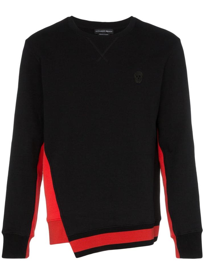 Alexander Mcqueen Contrasting Panel Asymmetric Hem Jumper - Black