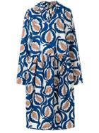 Marni Leaf Print Shirt Dress - Blue
