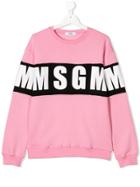 Msgm Kids Teen Logo Stripe Sweatshirt - Pink & Purple