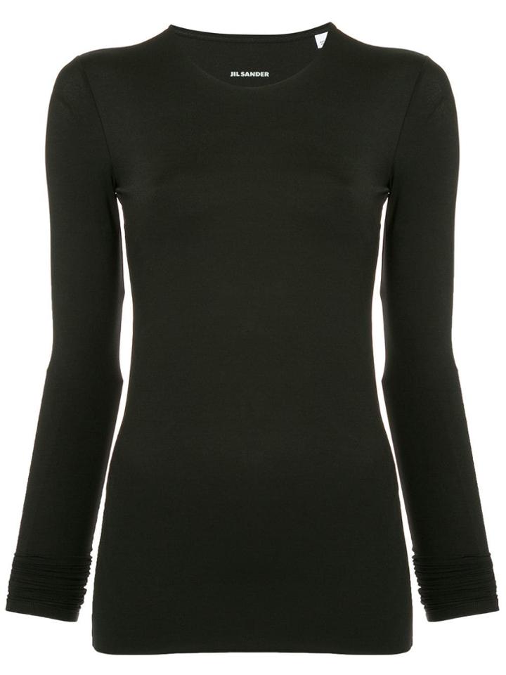 Jil Sander Round Neck Longsleeved Top - Black
