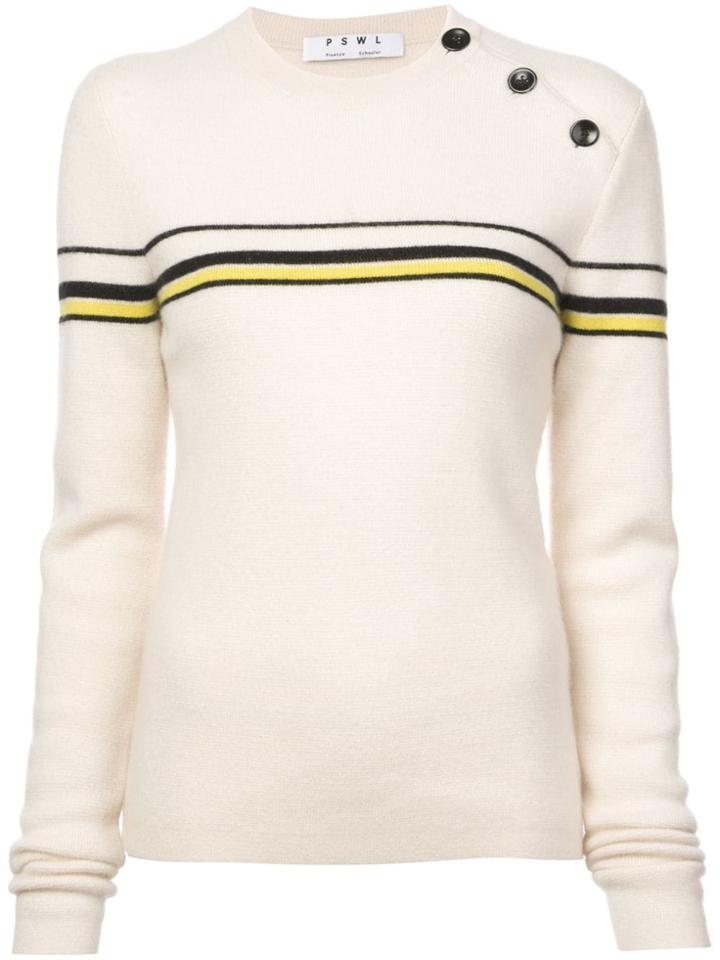 Proenza Schouler Pswl Merino Cashmere Stripe Sweater - White