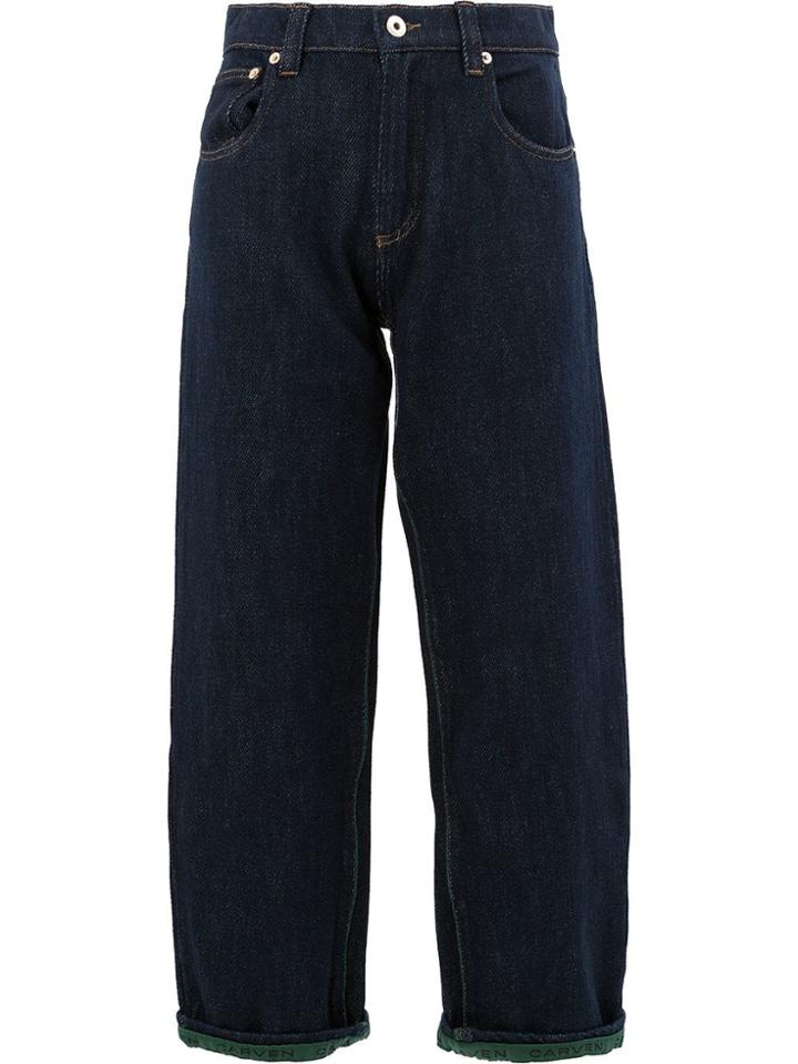 Carven Cropped Wide Leg Jeans - Blue