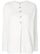 Allude Buttoned Placket Jumper - White