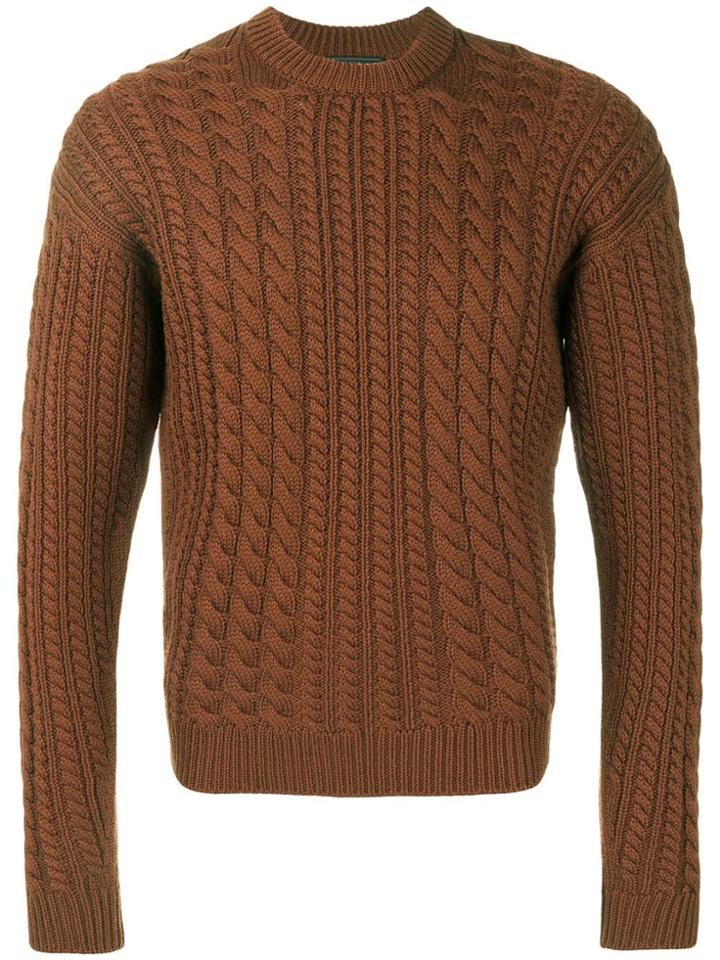 Prada Cable Knit Jumper - Brown