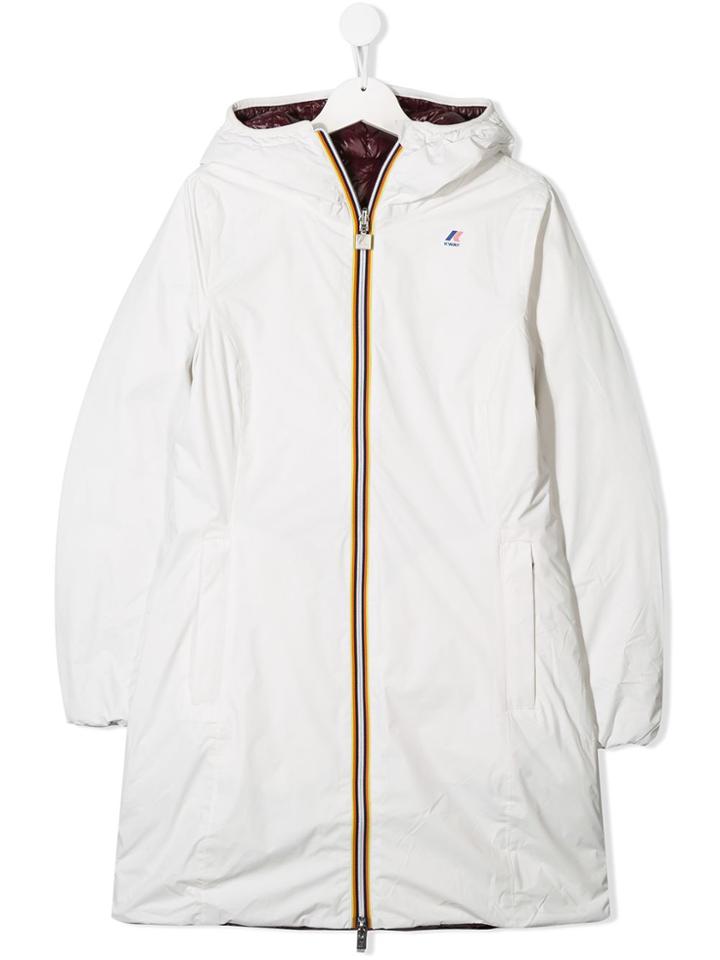 K Way Kids Teen Charlene Reversible Coat - White