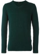 Roberto Collina V-neck Jumper, Men's, Size: 48, Green, Nylon/camel Hair/merino