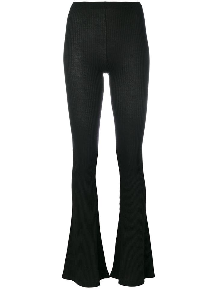 Mm6 Maison Margiela - Ribbed Flared Leggings - Women - Spandex/elastane/modal - M, Black, Spandex/elastane/modal