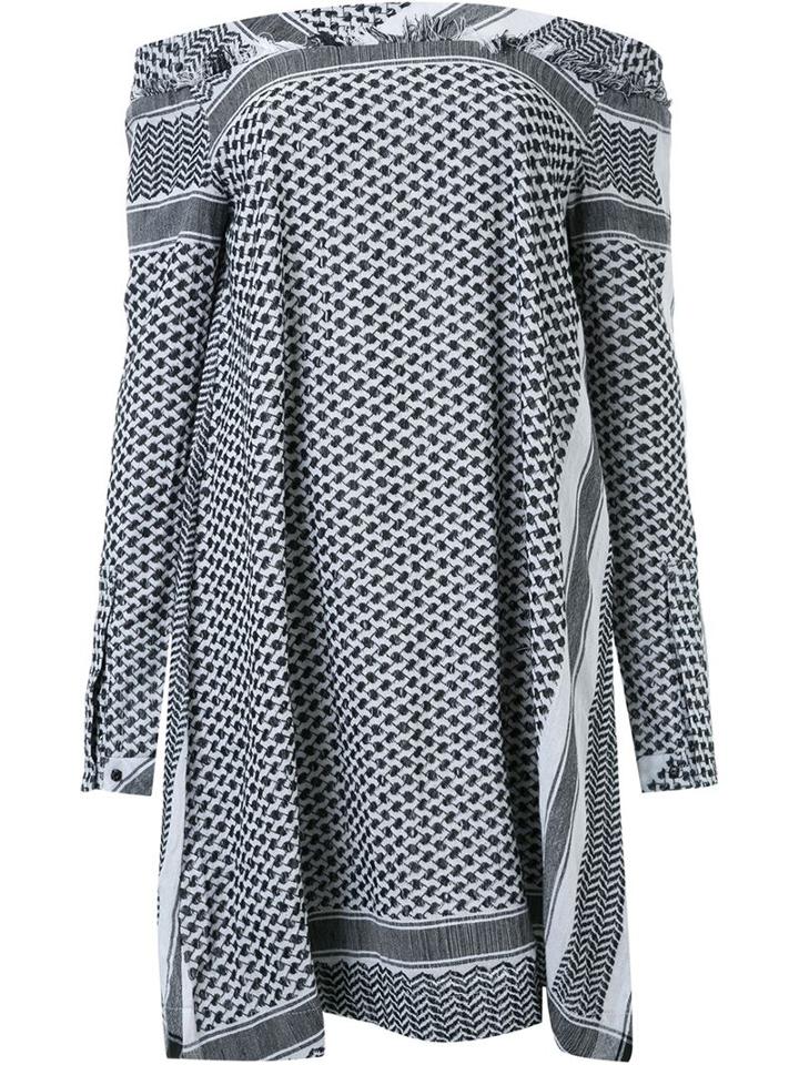 Cecilie Copenhagen Keffiyeh Jacquard Off-shoulder Dress, Women's, Grey, Cotton