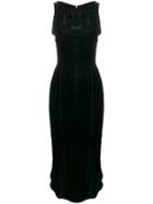 Romeo Gigli Vintage Velvet Fittted Long Dress - Black