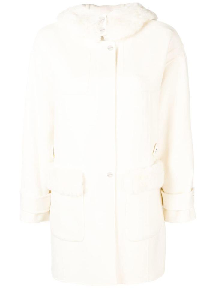 Max & Moi Shearling Hood Coat - White