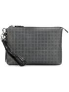 Salvatore Ferragamo Allover Logo Print Clutch, Men's, Grey, Calf Leather