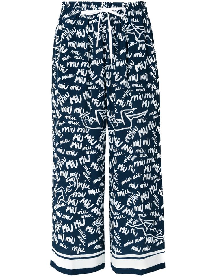 Miu Miu Monogram Signature Trousers - Blue