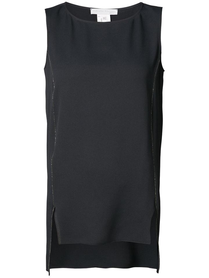 Fabiana Filippi - High-low Hem Tank Top - Women - Silk/acetate - 42, Black, Silk/acetate