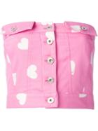 Moschino Heart Print Denim Tube Top