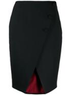 Sara Battaglia Button Detail Skirt - Black