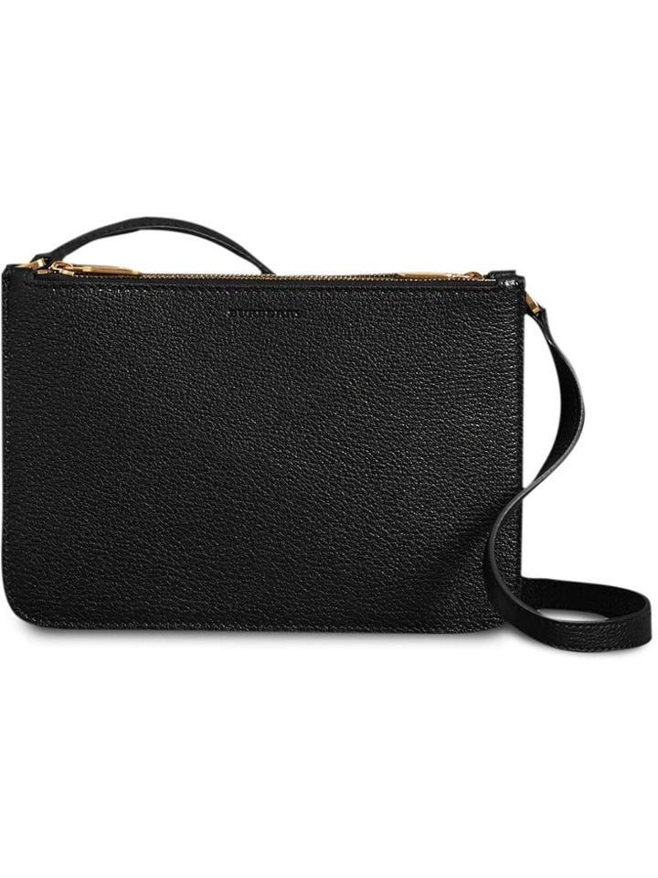 Burberry Triple Zip Grainy Leather Crossbody Bag - Black