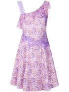 Blumarine Floral Print Lace Trim Dress - Pink & Purple