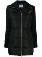 Prada Ribbed Sleeved Puffer Jacket - Black
