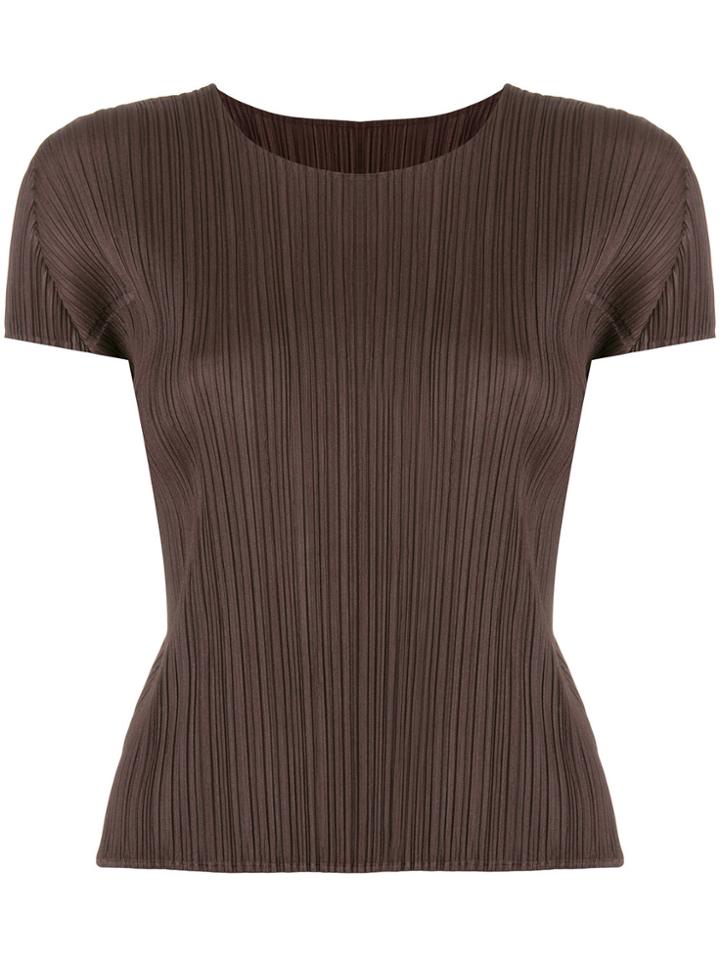 Pleats Please By Issey Miyake Pleated Effect T-shirt - Brown
