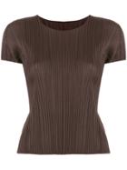 Pleats Please By Issey Miyake Pleated Effect T-shirt - Brown
